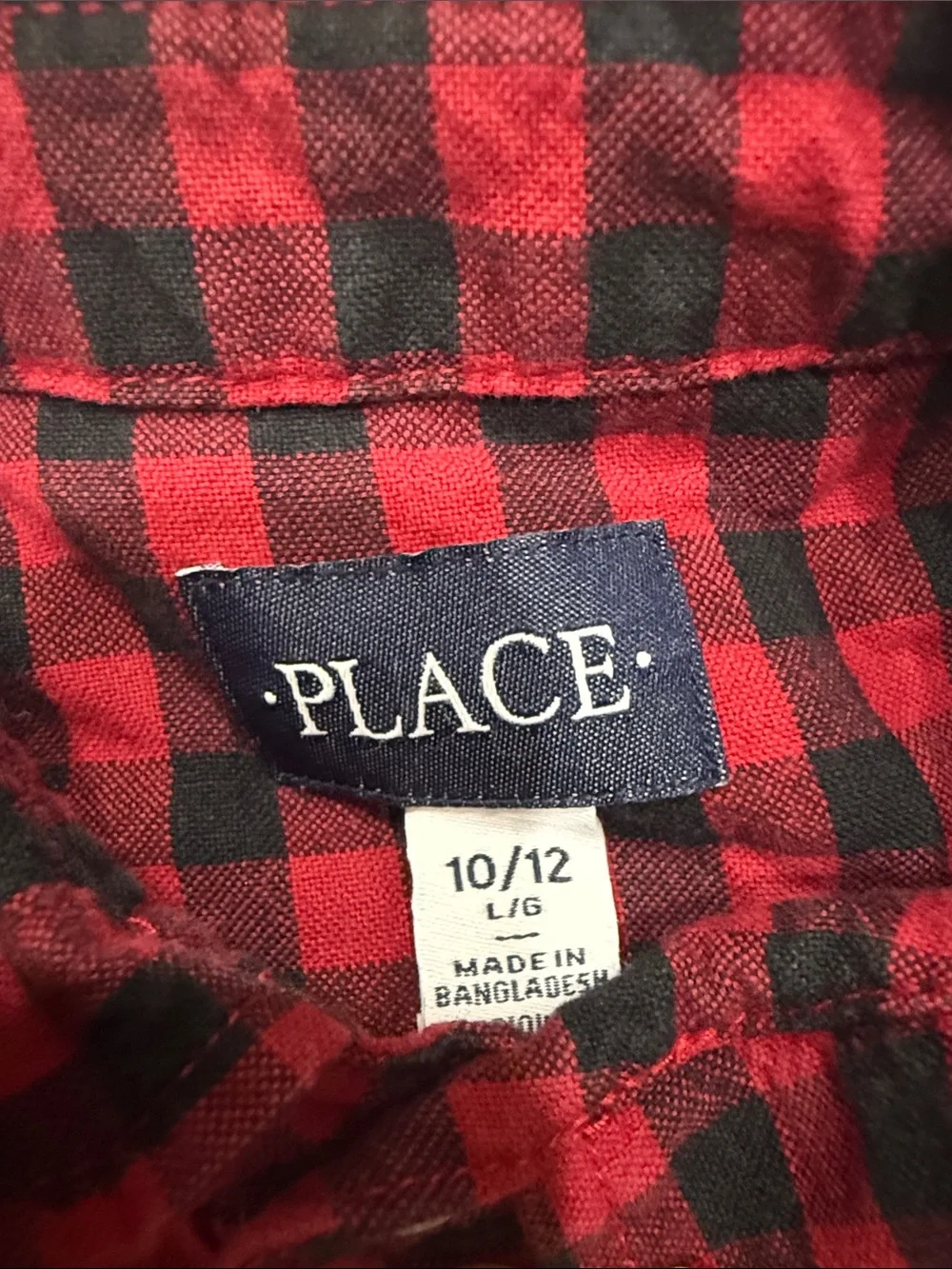 The Children's Place Red and Black Plaid Button-Down Shirt